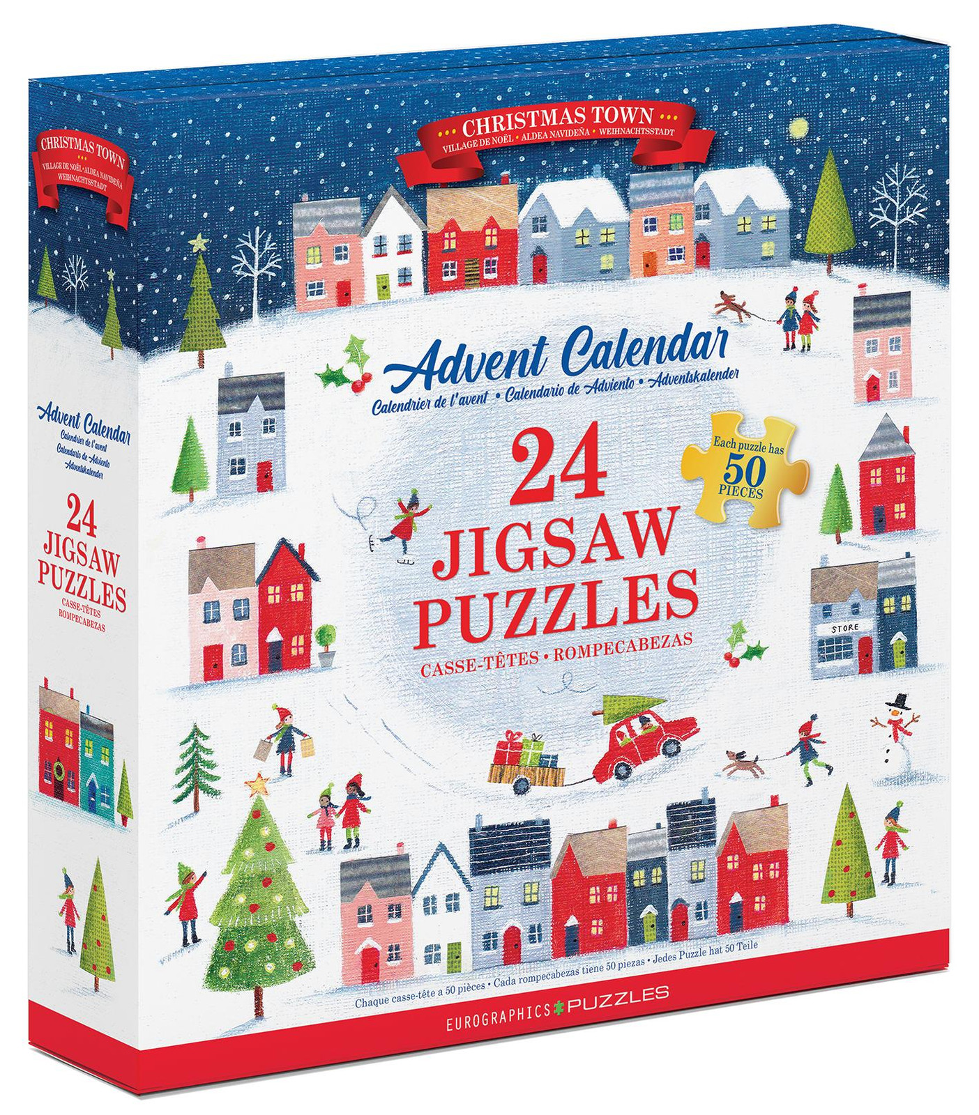 Eurographics Puzzel Adventskalender Kerststad met 24 puzzels van 50 stukjes
