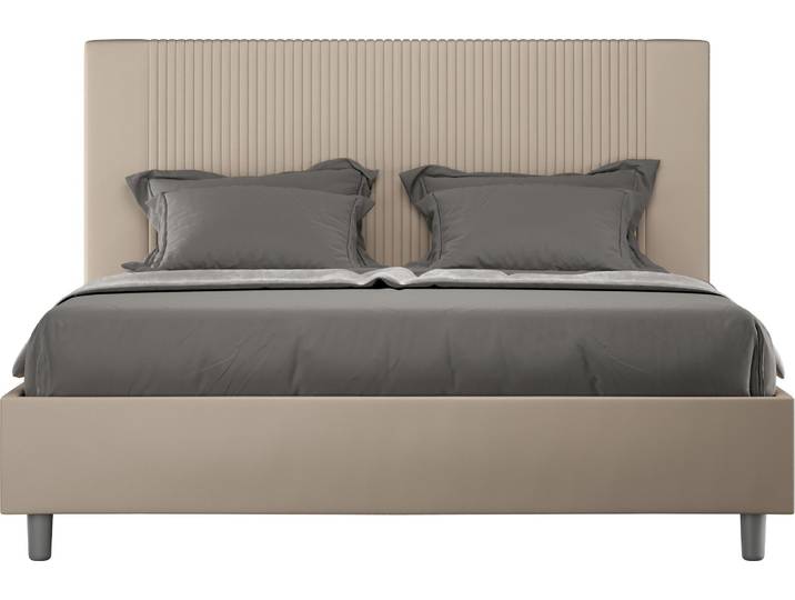 ITYHOME - Lit coffre rembourré 160x200 similicuir taupe Goya