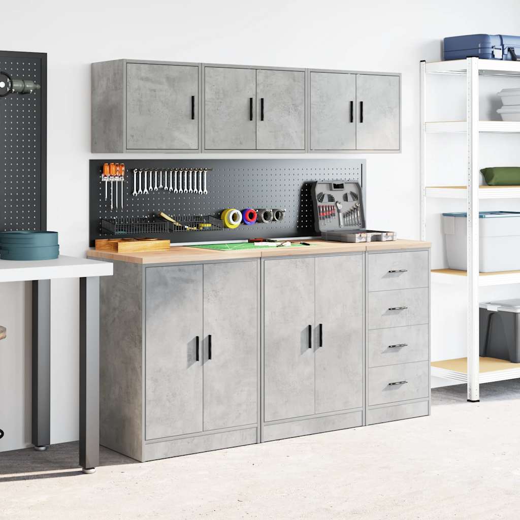 vidaXL Armoire murale de garage gris béton bois d'ingénierie