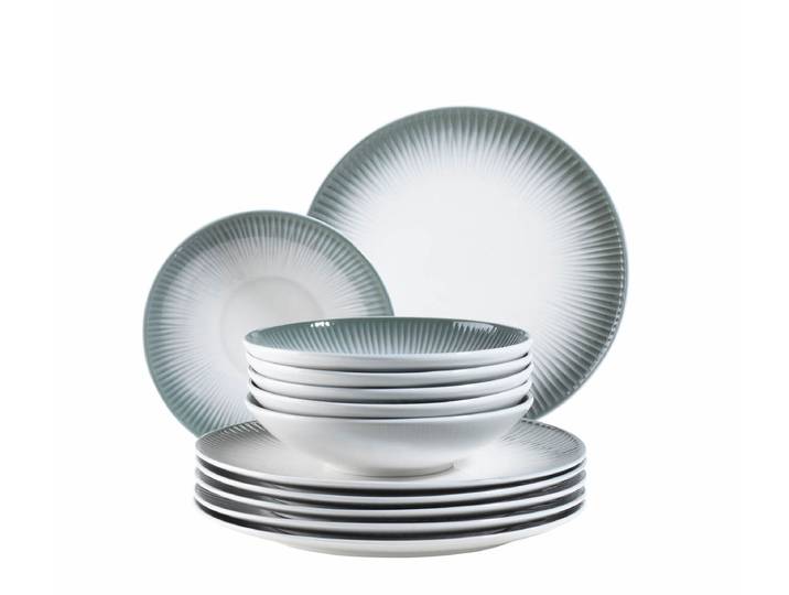 Mäser Dalia Tafelservice 12-teiliges Teller Set grau