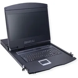 Value KVM-Konsole mit KVM-Switch - 8 Anschlüsse - USB - UK Englisch - 43.2 cm (17"), KVM Switch, Schwarz
