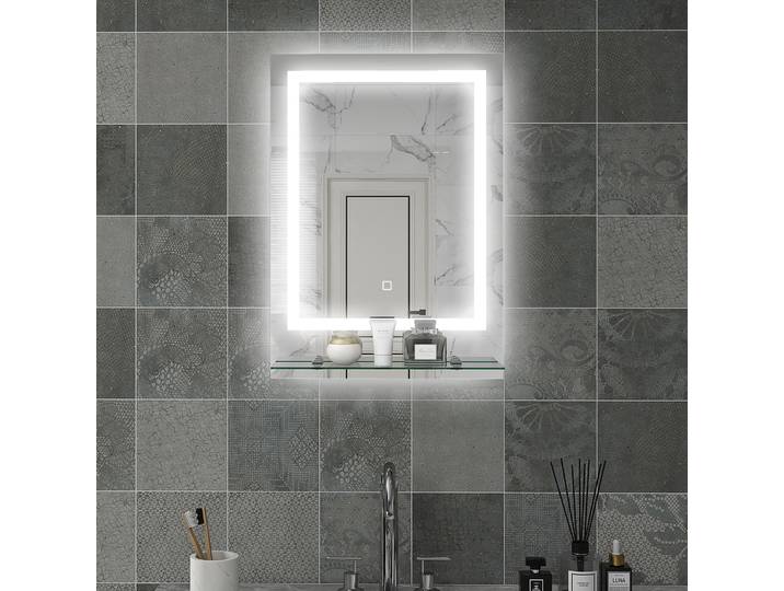 kleankin Miroir LED Salle Bain 70x50cm Lumineux Mural