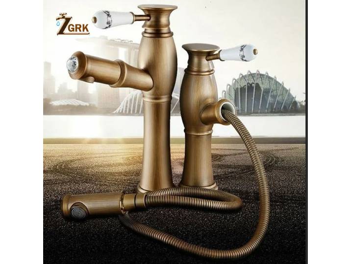 ZGRK-Robinet de bassin chaud et froid, Robinet de bassin chaud et froid, Robinet en laiton antique, Robinet de pont vintage, Poignée unique, Montage Torneiras