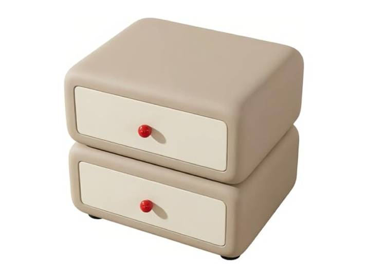FZL02068LM Zimmer Nachttisch gestapelt, 2 Schubladen, Bodensockel Organisation der Schlafzimmeraufbewahrung(Bruin,Groß)