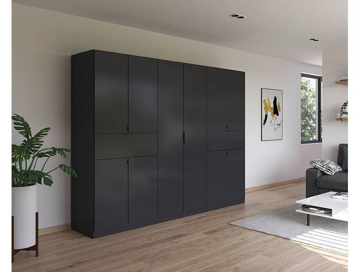 Armoire Ticao équipée de Softclose 271cm Gris/Gris métallisé