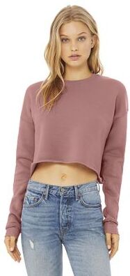 Bella + Canvas B7503 Women's Crop Fleece Crewneck Sweatshirt in Mauve size 2XL   Cotton/Polyester Blend 7503