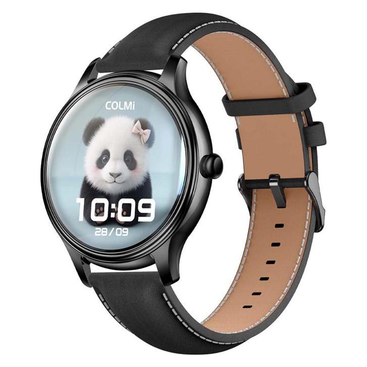 Colmi Smart Watch L28 (black silicone + black leather strap) (ohne SIM) (L28 Black leather)