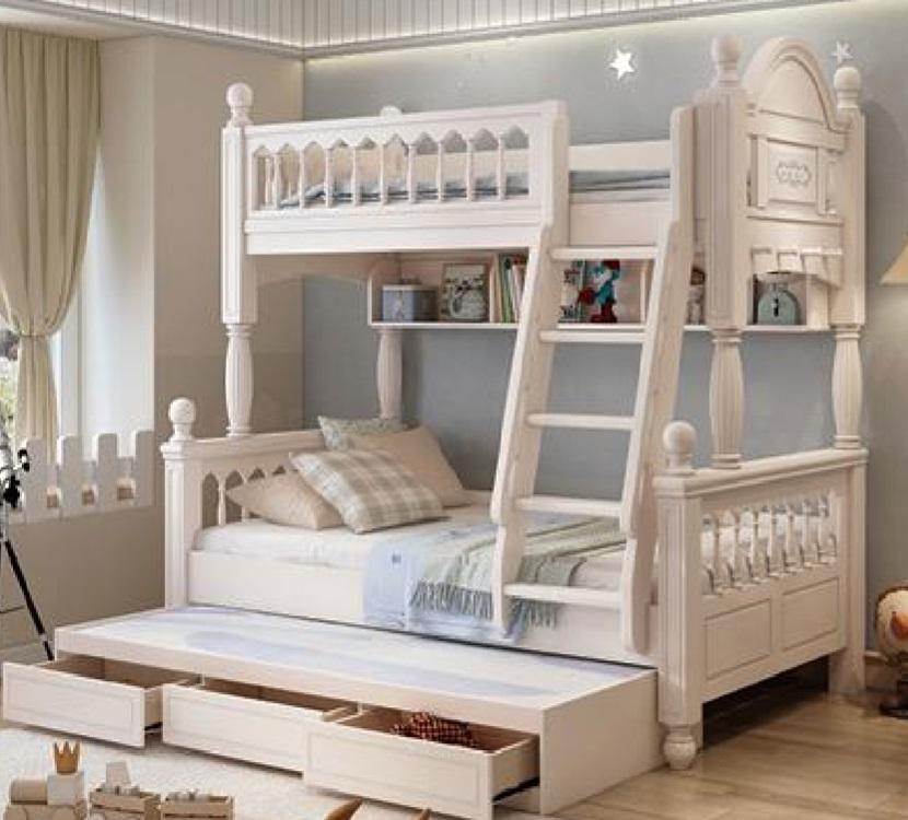 Holz Stockbett weiß Etagenbett Kinderbett Jugendbett mit Leiter Doppelstockbett
