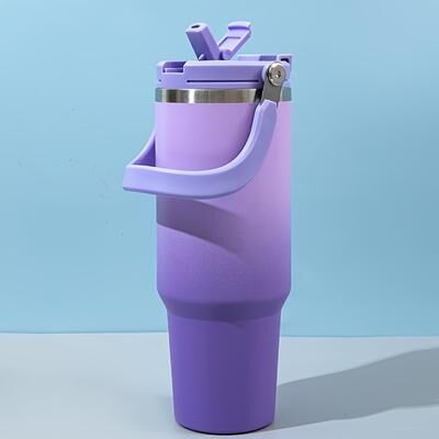 USA Free Shipping Shop Premium Large Capacity Stainless Steel Travel Tumbler Vacuum Insulated With Handle & Straw For Outdoor, Car & Daily purple