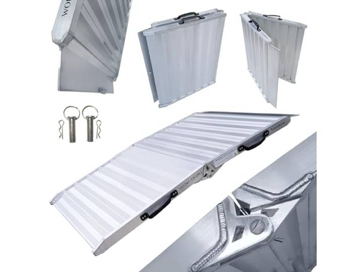 WORHAN Laderampe Rampe Aluminium Klappbare Eventrampe Schwerlastrampe rutschfest Motorrad Breitrampe Verladerampe Flightcase-Rampe Rollstuhlrampe 145cm (400kg) HR145