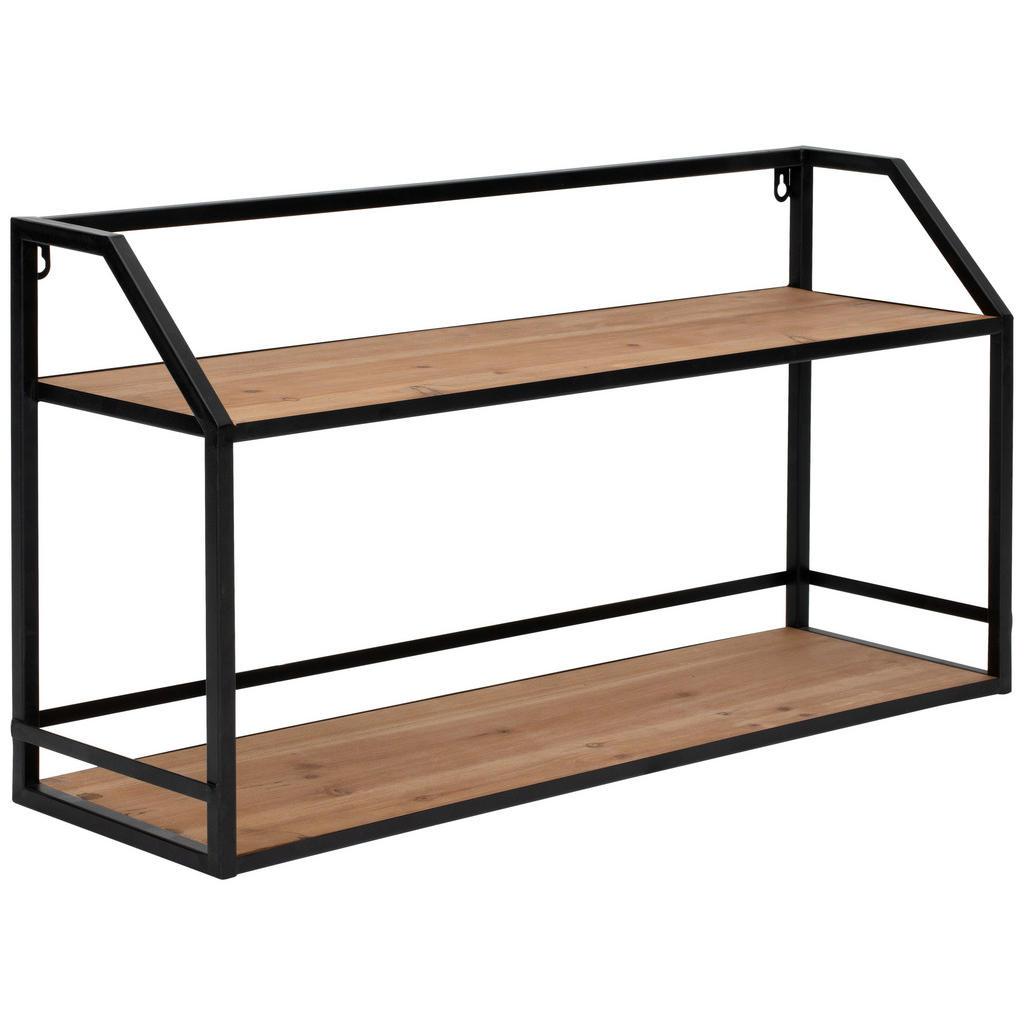 Livetastic Wandregal, Natur, Schwarz, Holz, Metall, Tanne,Tanne, massiv, 2 Fächer, 70x36.5x20 cm, Fsc, Küchen, Küchenmöbel, Küchenregale