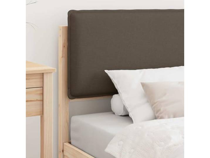 KTHLBRH Einzelbett 90 x 200 Kiefer massiv Taupe Gepolstertes Kopfteil, Lattenrost, kein Boxspring, einfache Montage