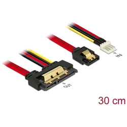 Delock Kabel SATA 6 Gb/s 7 Pin Buchse + Floppy 4 Pin Strom Stecker > SATA 22 Pin Buchse gerade Metall 30 cm