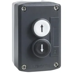 Schneider Electric XALD222 Aufbaugehäuse, Harmony XALD, Kunststoff, dunkelgrau, 2 Drucktaster, weiß, schwarz, Pfeile Auf-Ab, 22mm, 2S