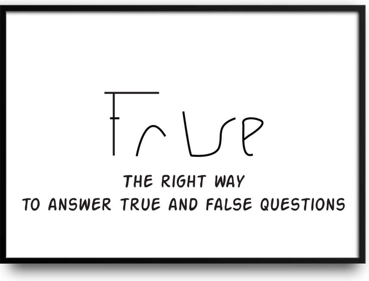 Fotolijst True False Antwoord invullen met glas voor school en klas, 40 x 50 cm