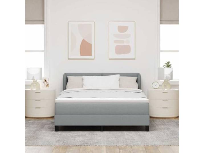 KTHLBRH Boxspringbett hellgrau 140x200 cm mit Kopfteil Matratze inklusive Taschenfedern, verstellbares Kopfteil, Holzgestell