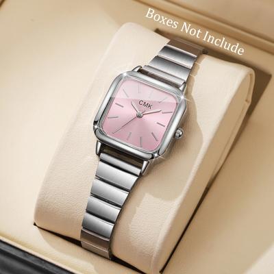 Friendly Fresh Finds Luxury Ultra Thin Quartz Womens Wristwatch Fashion Square Design With Elegant Strap pink