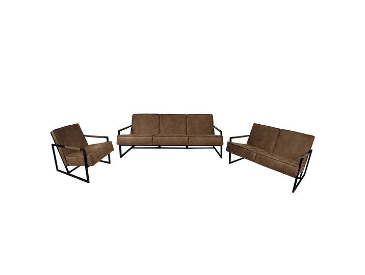Ensemble de salon Rhode 3-2-1 Marron/Cubanite Tissu Industriel