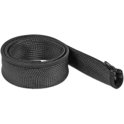 DeLOCK Geflechtschlauch mit Reißverschluss hitzebeständig 1 m x 50 mm schwarz