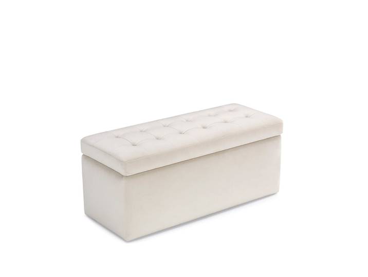 Banc conteneur fabriqué en Italie matelassé en velours beige 110x50 cm