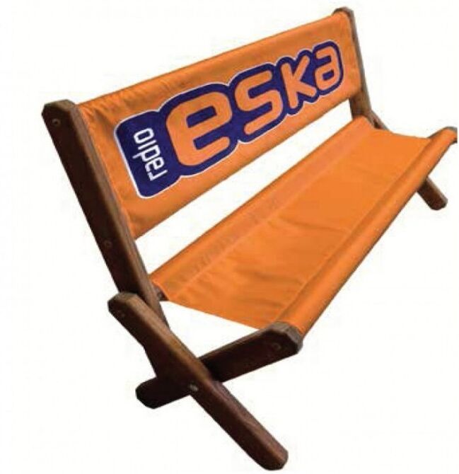 Transat publicitaire banc en bois personnalisé