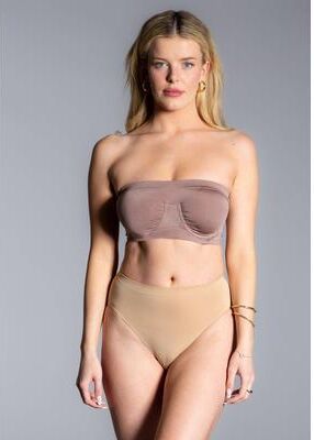 Plus Size Women's Angel Seamless Underwire Bandeau Bra by Rhonda Shear in Mocha (Size 1X)