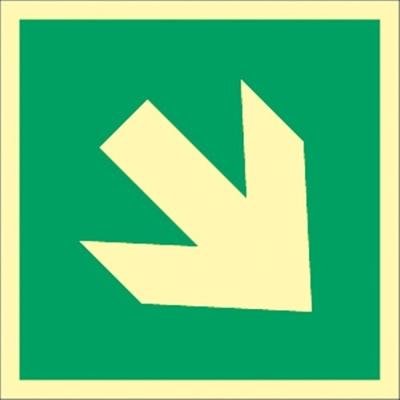 Schild Richtungsangabe schräg, ISO 3864, Kunststoff, nachleucht., 160-mcd, 148x148 mm