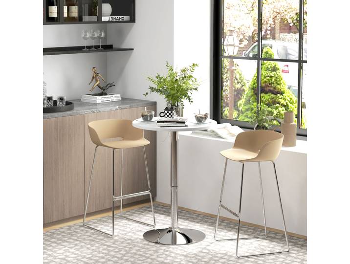 HOMCOM Table de Bar Ronde Pivotante Réglable 69-91cm Blanc
