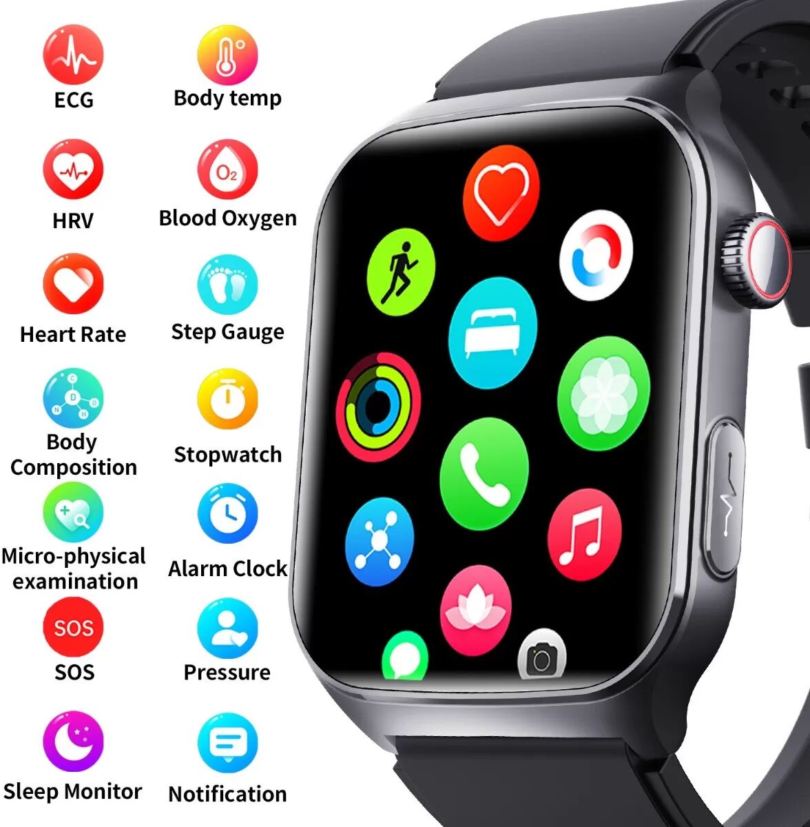 INF Smartwatch kompatibel mit Joeme Fit App — Bluetooth 5.3, IP76 Wasserdicht, Herzfrequenz SpO2 Blutdrucküberwachung (Nicht