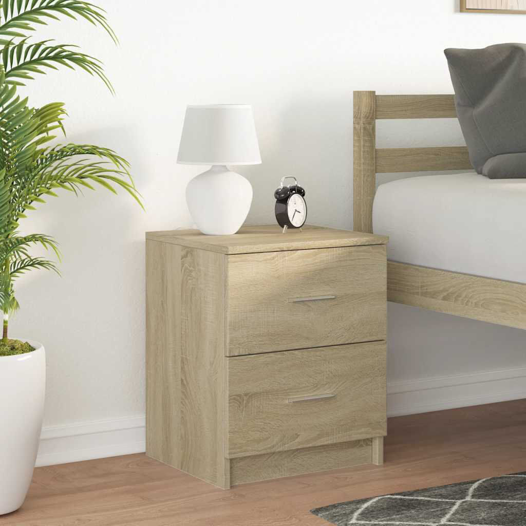 Alpen Home Bedside Cabinet With 2 Drawers Sonoma Oak 50cm H X 40cm W X 36cm D
