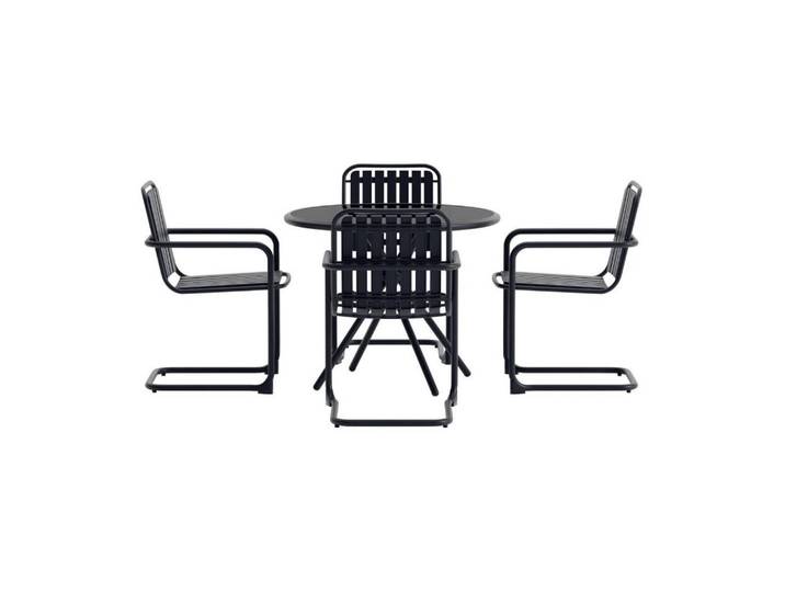 ebuy24 Gartenset, Chios, Tisch Schwarz, Glas, 90 x 90 x 71 cm, 5-teilig, Gartenmöbel, Gartengarnituren, Gartenmöbel-Sets