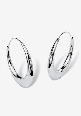 Sterling Silver Polished Hoop Earrings (47mm) by PalmBeach Jewelry in Silver