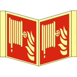 Abtec Hinweisschild ISO 7010 F002 Kunststoff, Nasenschild, 15 x 15 cm, nachleuchtend, Löschschlauch