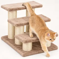 Relaxdays Katzentreppe 3 Stufen mit Sisal Creme