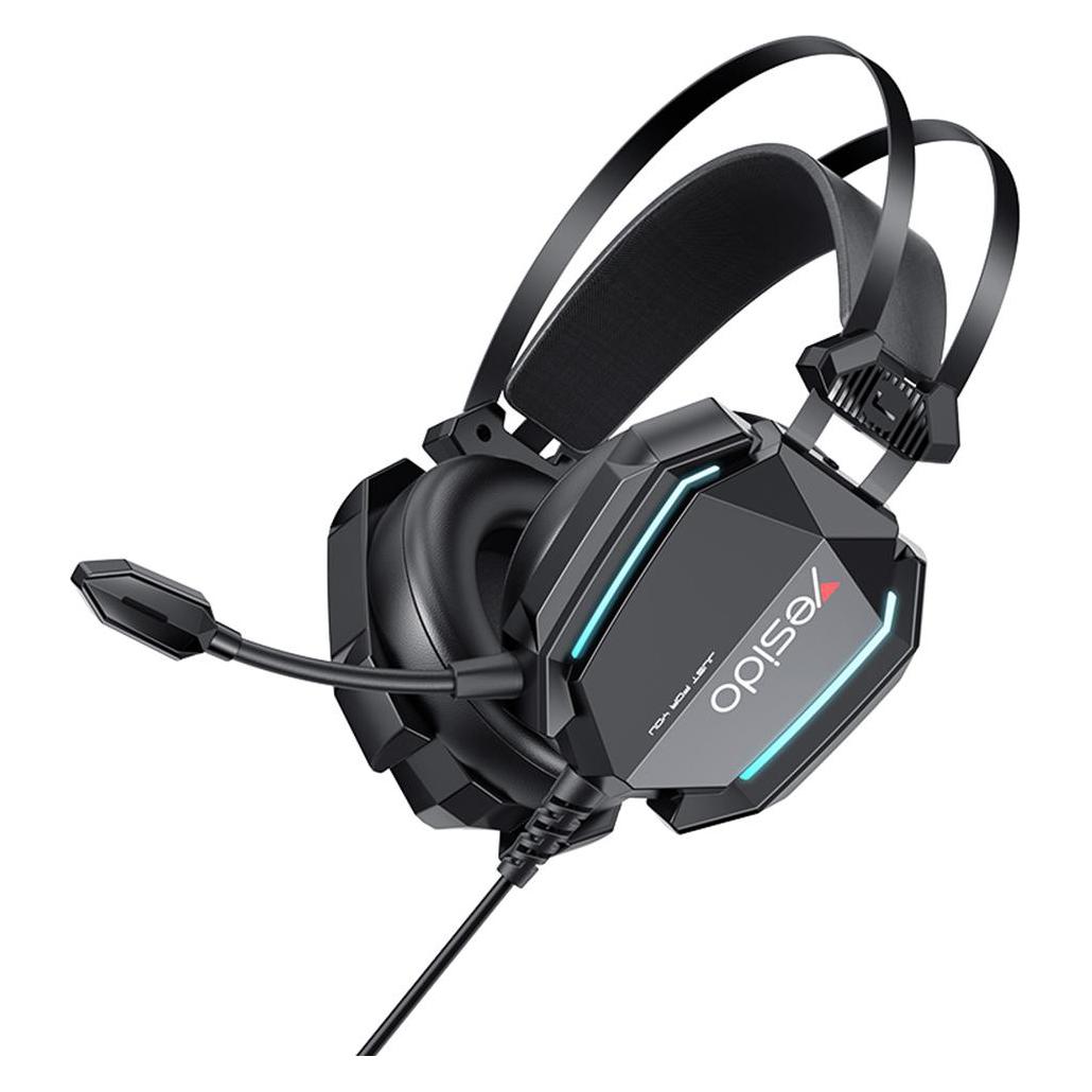 Yesido - Wired Headphones (EK03) - for Gaming, Jack 3.5mm, USB, with Microphone, Lights, 2m - Black (Kabelgebunden) (59203160)