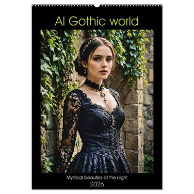 AI Gothic world - Mystical beauties of the night (Wall Calendar 2026 DIN A2 portrait), CALVENDO 12 Month Wall Calendar