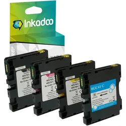 Inkadoo, Druckerpatrone, Druckerpatronen kompatibel mit Ricoh 405764 / GC-41Y Gelkartusche