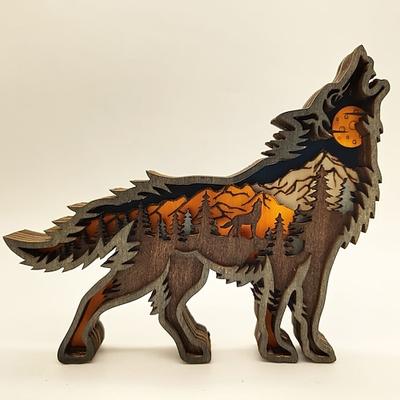 holztier wolf statue kreativität wolf totem büro zuhause dekorieren handwerk nordwald elch braunbär ornamente