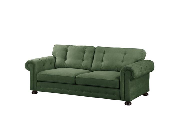 Sofa 3-Sitzer Grün/Olivgrün Webstoff/Microfaser 250 x 93 x 100cm Glamour