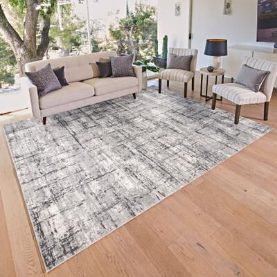 Gertmenian Eden Linnea Polyester Gray Non-Slip Abstract Indoor Area Rug