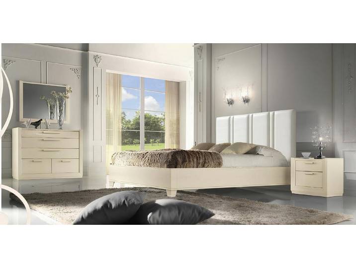 JVmoebel Bett Modernes Bett in Weiß mit italienischer Handwerkskunst und Holzfüßen (1-tlg), Made in Italy
