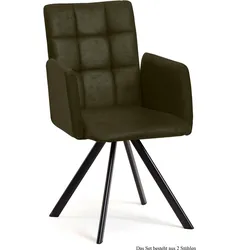 ARMLEHNSTUHL drehbar (2er-Set) Despo 52x91x60 Schwarz/Khaki