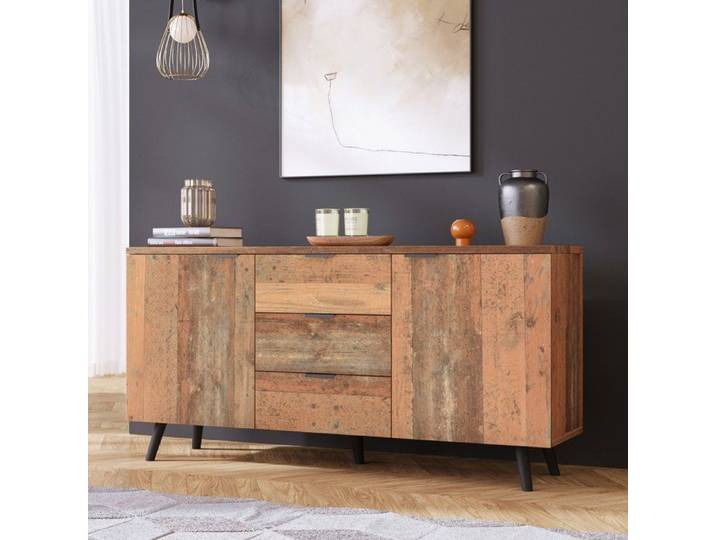 Meuble TV 140cm - 3 Tiroirs - Bois - Marron
