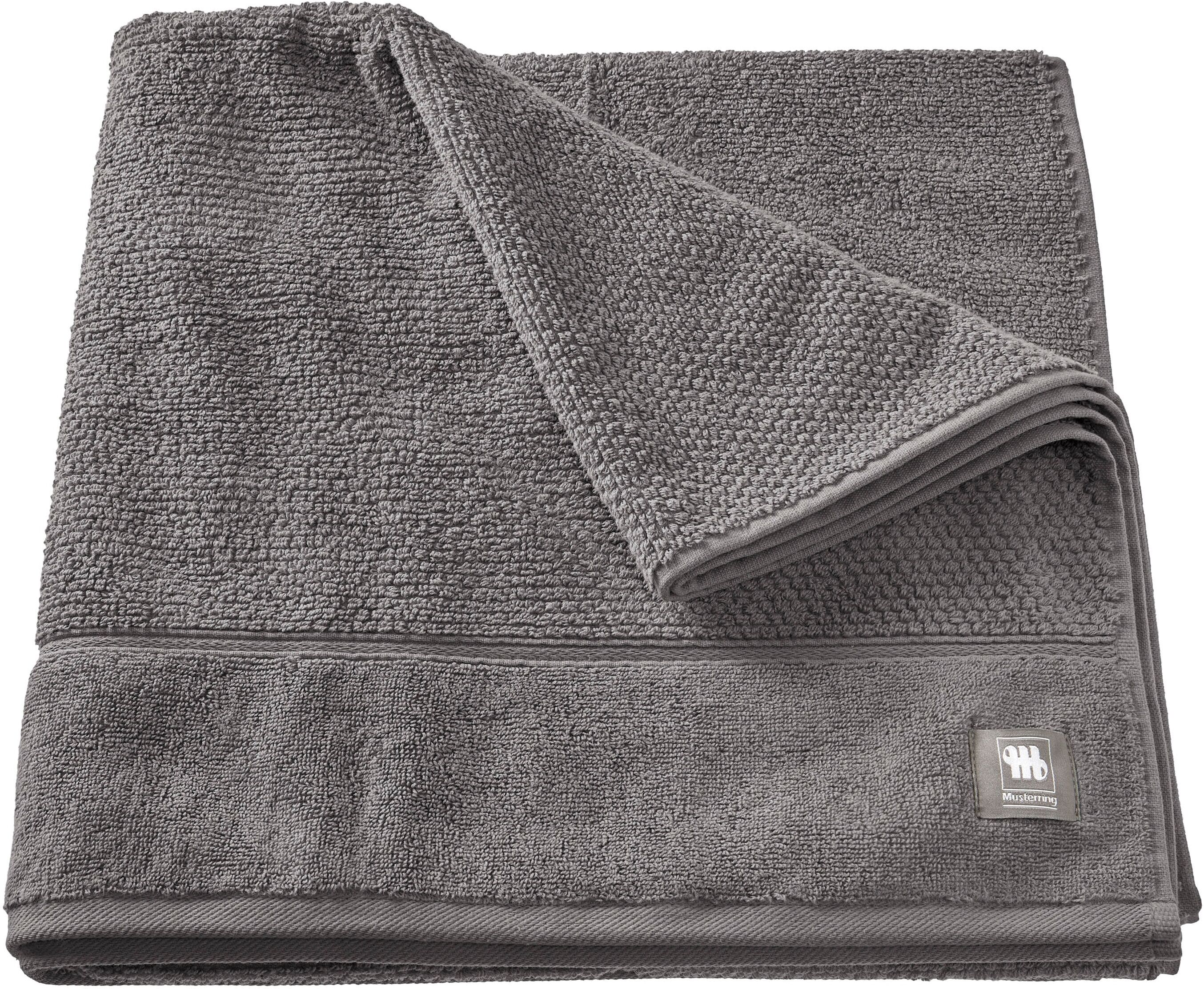 Badetuch MUSTERRING "Solid", grau (anthrazit), B:80cm L:160cm, Frottee, Baumwolle, Handtücher, Badetuch, hautschmeichelnde Airtouch Qualität anthrazit B/L: 80cmx160cm, 1 Stk., Frottee