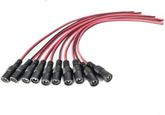 10-Delige Power Pigtail Kabel Set met Mannelijke Stekker en Vrouwelijke Bus 5,5 x 2,1 mm voor CCTV Beveiligingscamera's