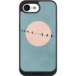 Nivocase Handyhülle für Apple iPhone 17e Hülle NIVOpure Case Schwarz Mond Vogel türkis (Apple iPhone 17e), Smartphone Hülle, Schwarz, Türkis
