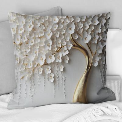 DESIGN ART "Designart ""White Orchid Tree Garden Of Branches IV"" Tree Floral Printed Throw Pillow"
