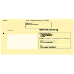Rnk, Briefumschlag, Verlag Zustellungsumschlag, DIN lang, mit Fenster, gelb (100x)
