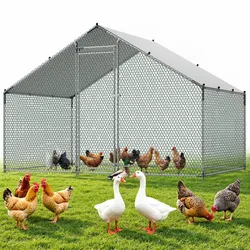 VEVOR Hühnerstall, 3x2x2 m Begehbarer Hühnerauslauf mit Abdeckung, Hühnerhaus mit Turmdach & Sicherheitsschloss, Enten- & Kaninchenkäfig, Geflügelgehege für Hinterhof, Bauernhof, Hof
