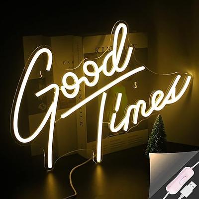 Good Times Neonschild, USB-betriebenes LED-Neonlicht, warmweißes Leuchtschild für Zimmerwanddekoration, Männerhöhle, Bar, Kneipe, Hochzeitsfeier, Geburtstag, Weihnachtsgeschenke